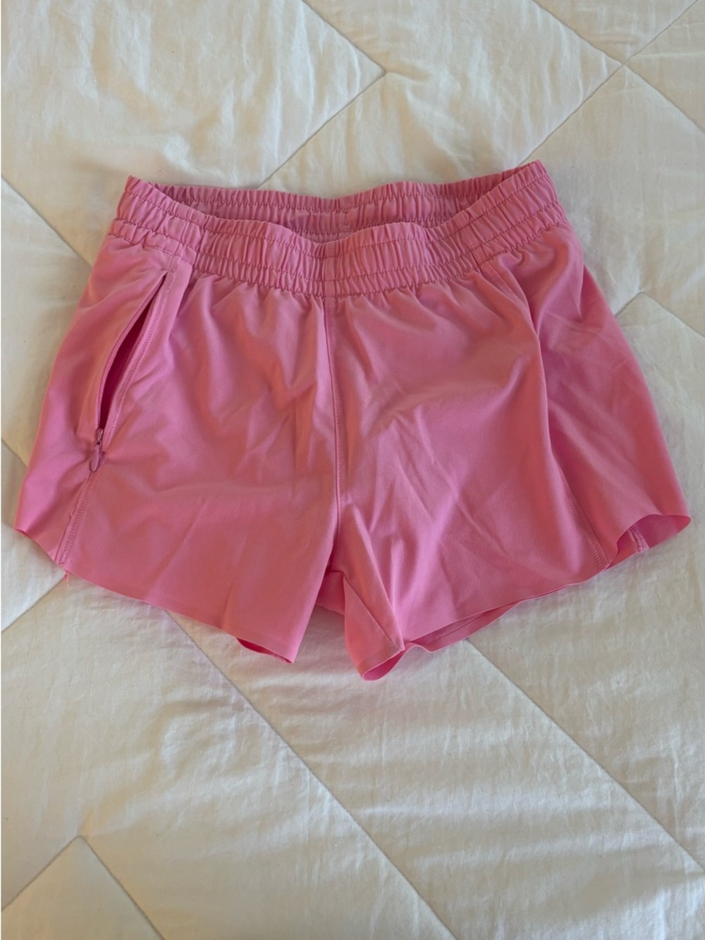 Athleta Pink Elastic-Waist Athletic Shorts with Zipper Pocket